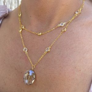 Gold Chain with Crystal Pendant
